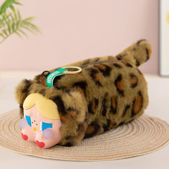 Wholesale Short Plush Cat Head Pencil Case Cartoon Design MOQ≥2
