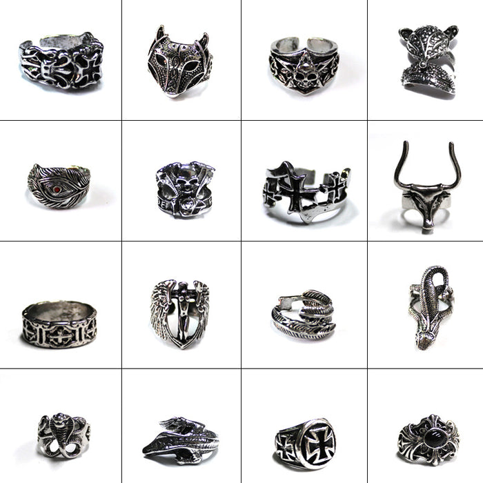 Wholesale Punk Style Personalized Domineering Cobra Statue of Liberty Cross Men's Ring JDC-RS-NH002