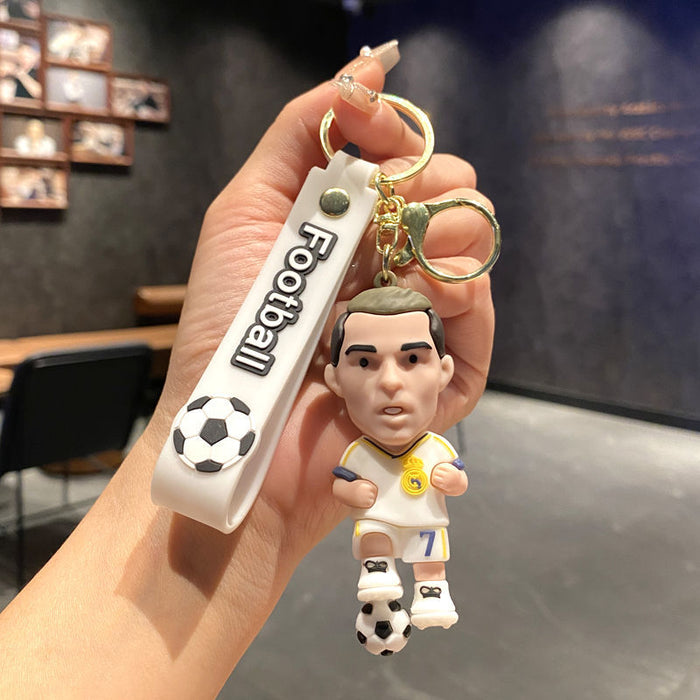 Wholesale Metal Soccer Star Cartoon Keychain Decorative Car Key Accessory MOQ≥2