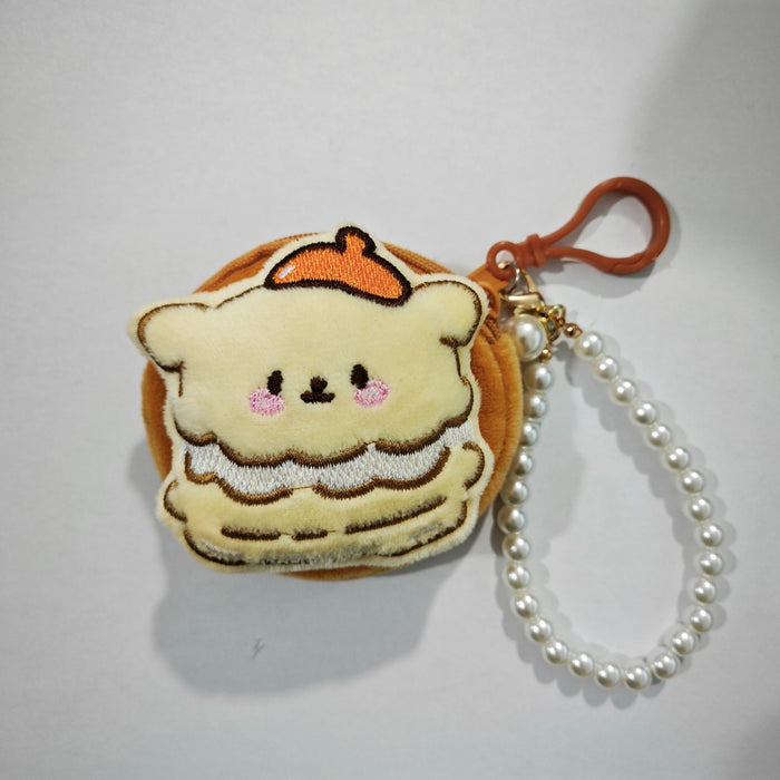 Wholesale Plush Anime Cartoon Round Coin Purse with Bead Chain