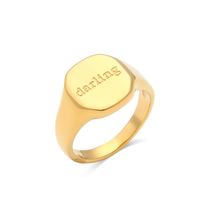 Wholesale English letters ring titanium steel electroplating 18K gold ring ladies jewelry