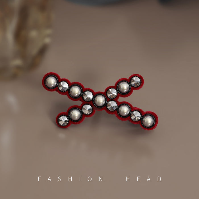 Wholesale Cross rhinestone straight clip hair clip side clip bangs clip women's broken hair fixed hair clip