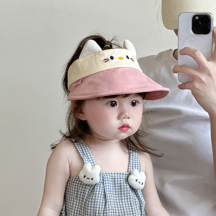 Wholesale Hat Breathable Empty Top Hat Cute Cartoon Travel Big Eaves Sunscreen Hat Children's Sunscreen Hat
