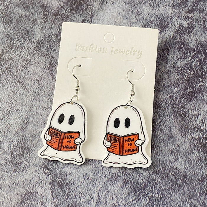 Wholesale  Book Ghost Acrylic Earrings Ghost Cat Books Cute Cartoon Earrings