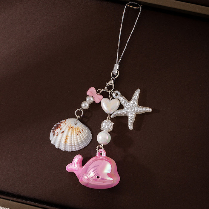 Wholesale Ocean-Style Shell and Whale Keychain Pendant