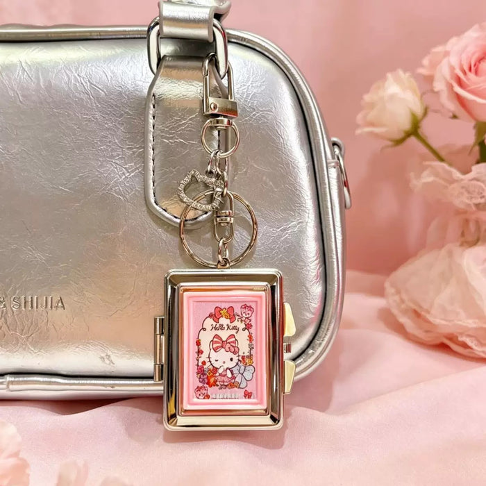 Wholesale Cartoon Heart Portable Mirror Keychain Bag Charm Alloy Electroplating