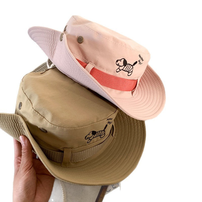 Wholesale Puppy Embroidered Mountaineering Hat Outdoor Camping Sunscreen Fisherman's Hat Travel Western Cowboy Hat