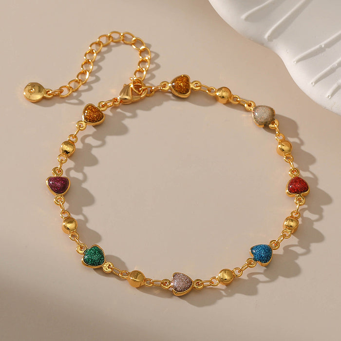 Wholesale European and American Geometric Love Design Multi color Drip Oil Bracelet Creative Summer New Product Handmade Copper