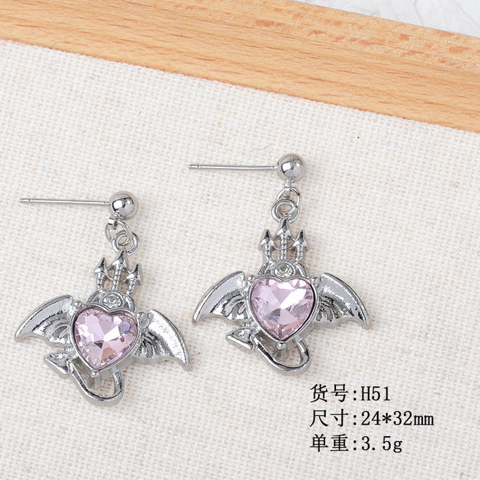 Wholesale Sweet Earrings Jewelry Pink Heart Cross Star Moon Earrings Versatile Women' s Earrings