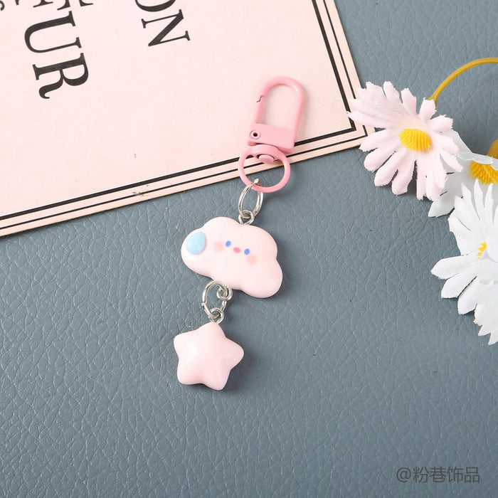 Wholesale Resin Cartoon Star And Cloud Speechless Keychain For Students And Couples