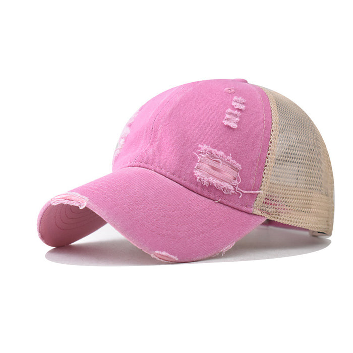 Wholesale Cotton Washed Distressed Hole Baseball Cap JDC-FH-ErXu005