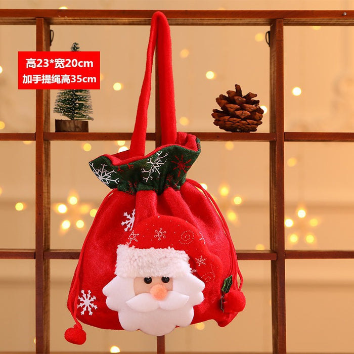 Wholesale Christmas Neck Gift Bag Happy Decal Flower Handbag Candy Bag Cartoon Children' s Handbag Apple Bag Gift Bag