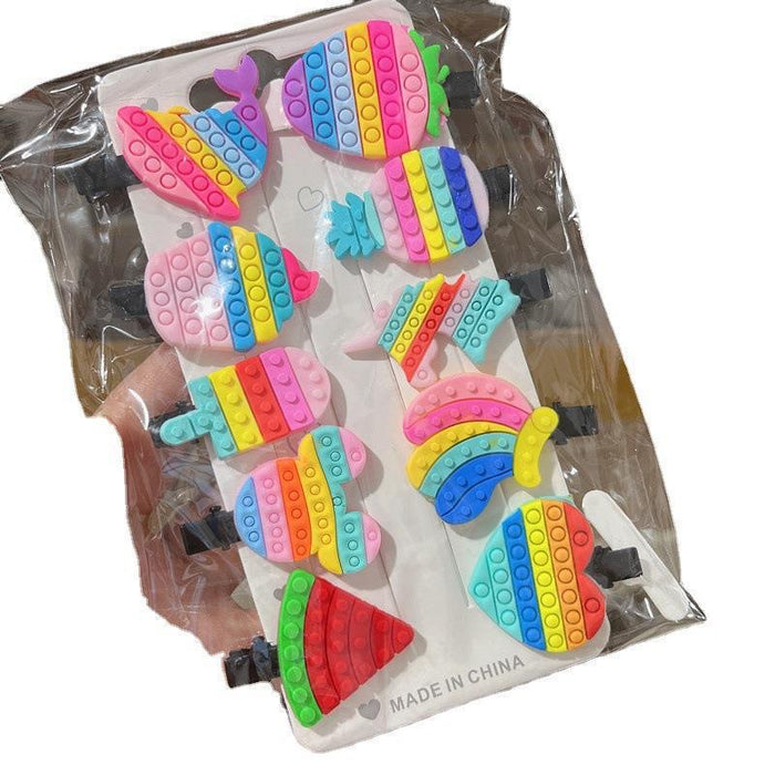 Wholesale Soft Clay Duckbill Hair Clips Mermaid Princess Unicorn Set for Baby Kids Hair Accessory