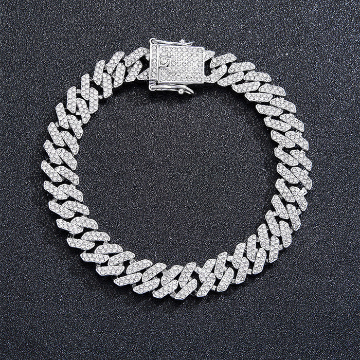 Wholesale Necklaces Alloy Rhinestone Men's Cuban Chain Miami Full Diamond Hip Hop JDC-NE-XuanD004