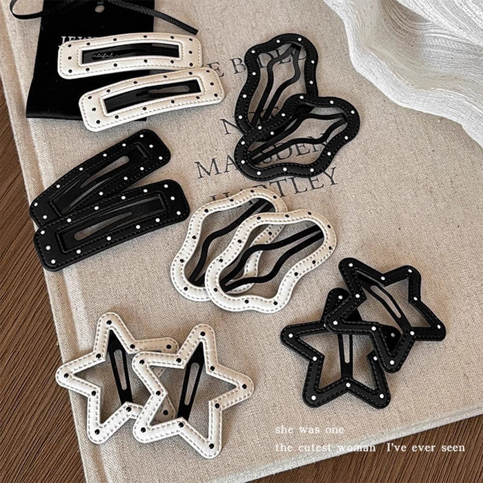 Wholesale Wave point leather hair clip with broken hair on the forehead, bangs clip, simple edge clip, hair clip headband