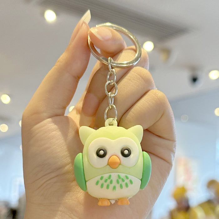 Wholesale  Cartoon  PVC Animal Owl Pendant Car Keychain Bag Pendant