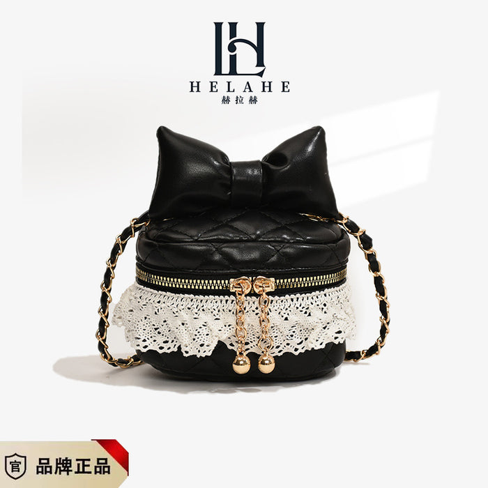 Wholesale New lace bow embroidery thread bucket bag, parent-child chain crossbody bag