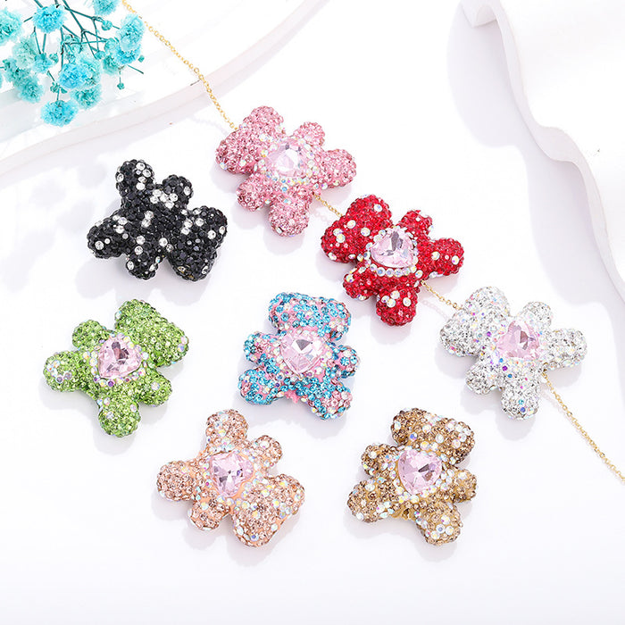 Wholesale Colorful Soft Pottery Diamond Care Bear Straight Hole Beads JDC-BDS-NanT004