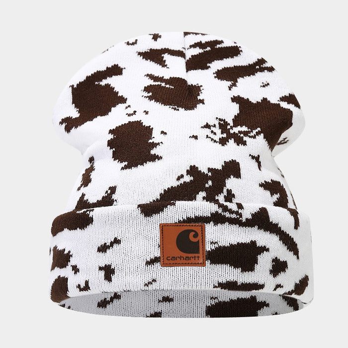 Wholesale Cow Leopard Print Acrylic Camouflage Wool Knitted Hat JDC-FH-Shengn002