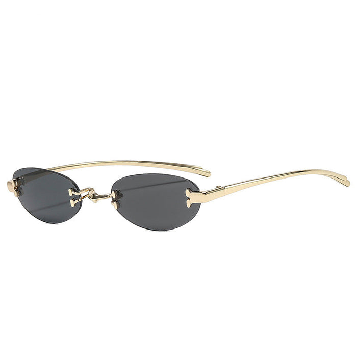 Wholesale Retro Metal Rimless Oval Sunglasses Trendy Fashion Accessory