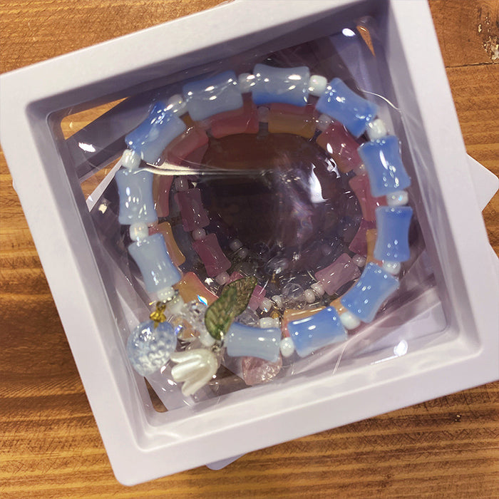 Wholesale Chic Flower Strawberry Bamboo Bracelet - Glass Colored Glaze Jewelry MOQ≥2