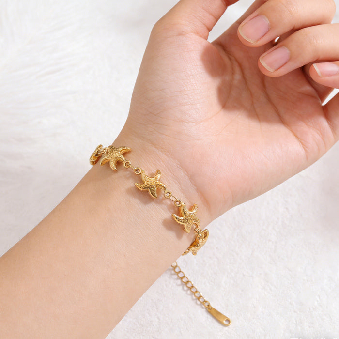 Wholesale 2pcs Summer Ocean Theme Starfish Bracelet High-End Titanium Steel Jewelry
