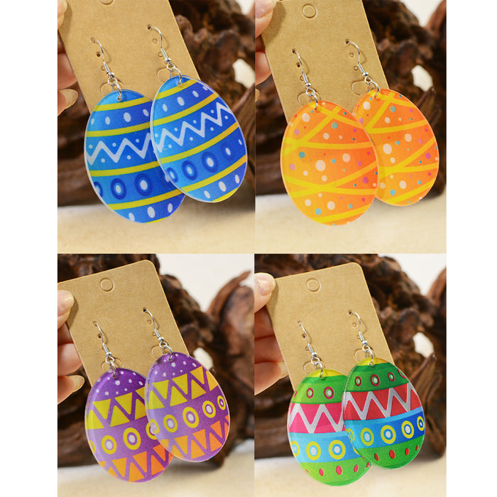 Wholesale Easter Egg Graffiti Painted Acrylic Earrings JDC-ES-ChenC011