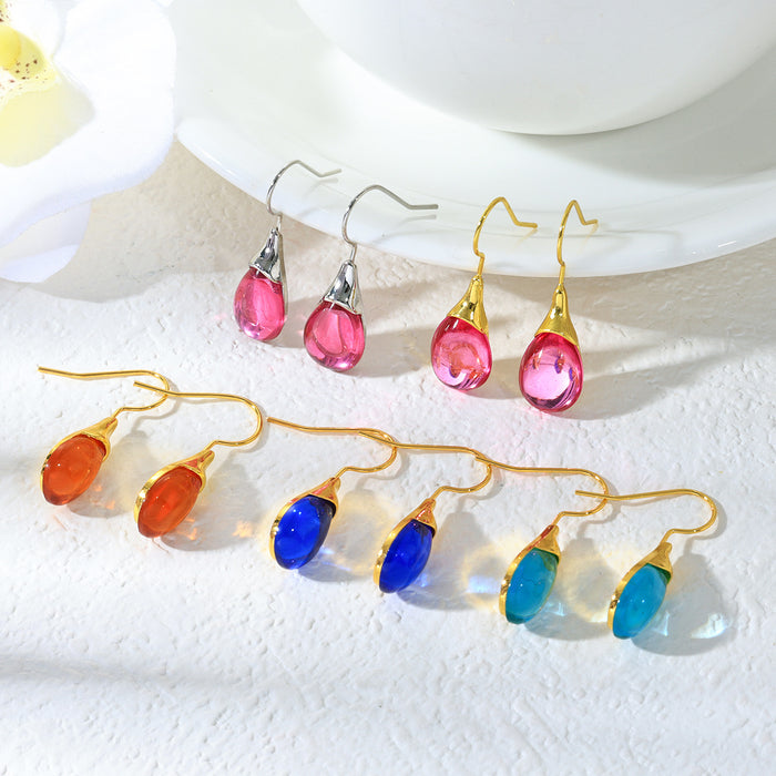 Wholesale Drop-shaped Inlaid Cat's Eye Earrings