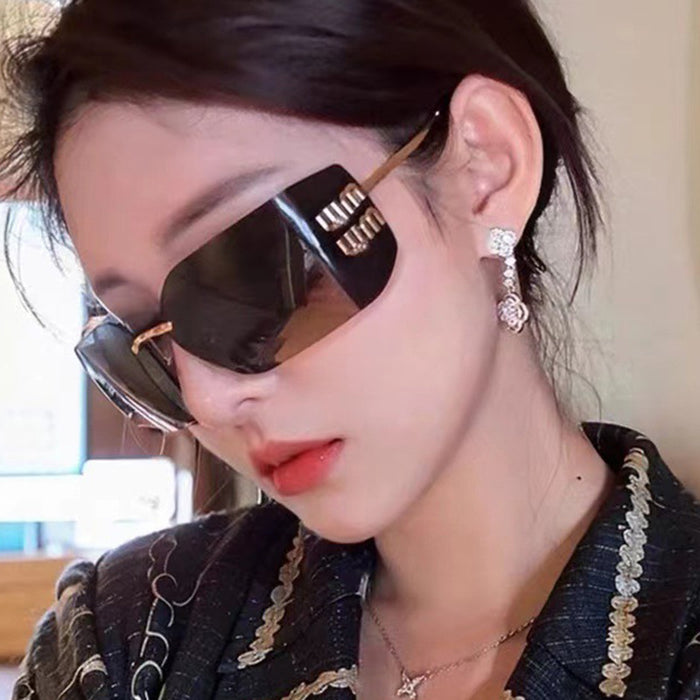 Wholesale Sunglasses curved integrated frameless cut edge sunglasses