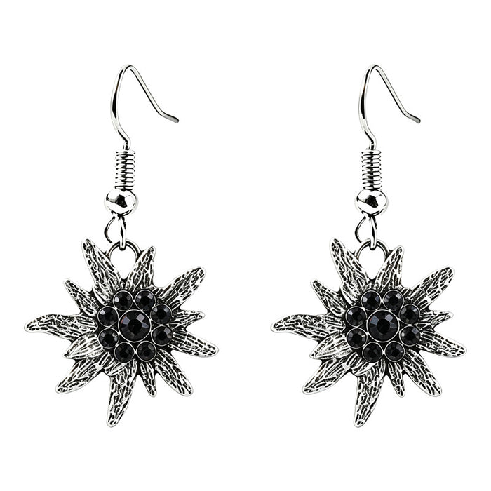 Wholesale Vintage Red Alloy Edelweiss Flower Earrings For Women Bavarian Oktoberfest Party Jewelry