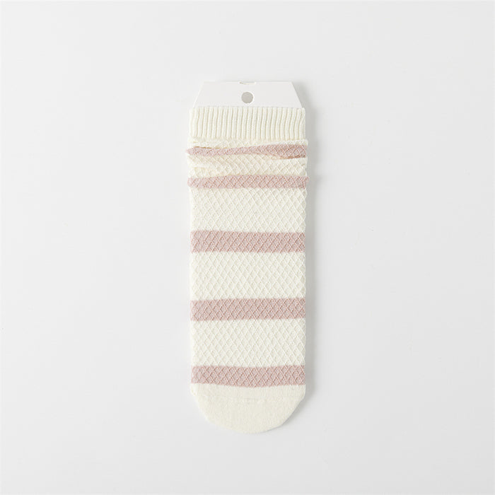 Wholesale Socks, striped socks, mid length socks, thin cut hollow socks