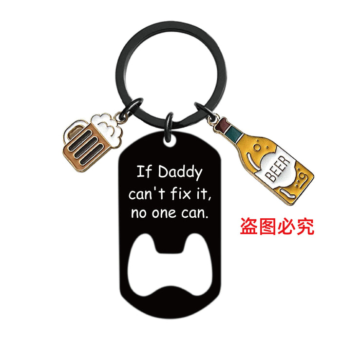 Wholesale Bottle Opener Wine Glass Father's Day Stainless Steel Keychain JDC-KC-GangGu051