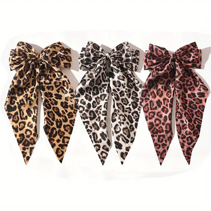 Wholesale Vintage Leopard Bow Print Ribbon Spring Clip Hair Clips JDC-HC-Zhenr001