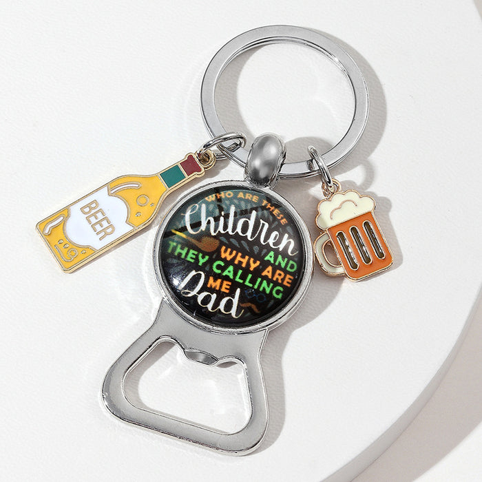 Wholesale Father's Day Beer Bottle Opener Alloy Keychain JDC-KC-HuiWen016