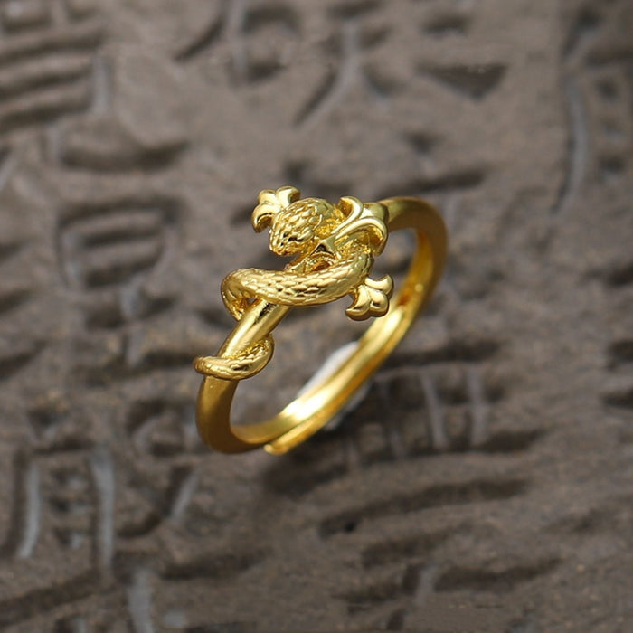 Wholesale Ancient Method Frosted Gold Ring Female Niche Design Ring