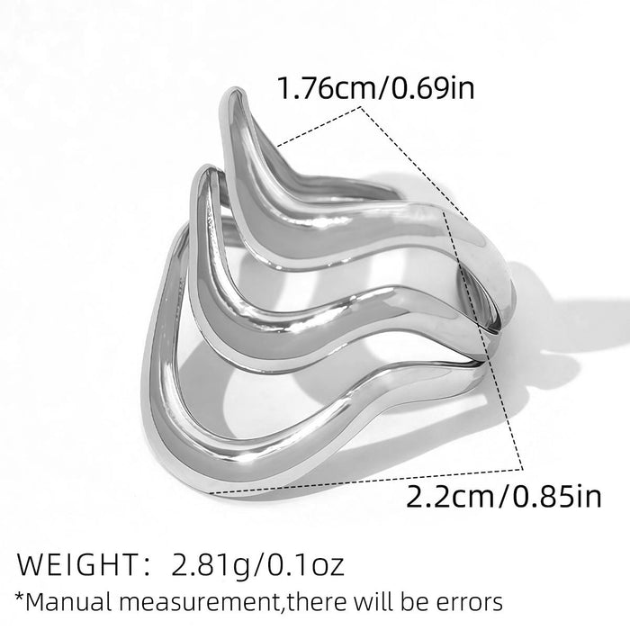 Wholesale Stainless Steel Geometric Lines Hollow Open Ring Simple Design Jewelry