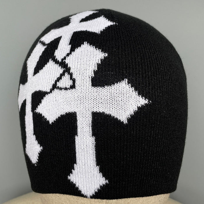 Wholesale Acrylic Cross Jacquard Yarn Knitted Hat JDC-FH-Mingw004