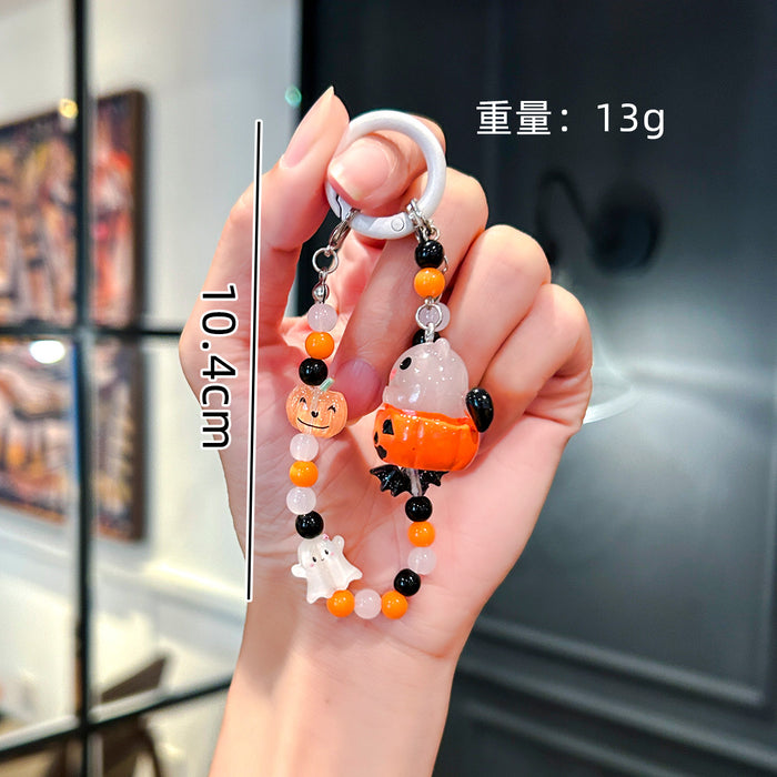 Wholesale Cartoon Ghost Pendant Mobile Phone Lanyard Beaded Candy Color Pendant Handmade Key Chain Lanyard