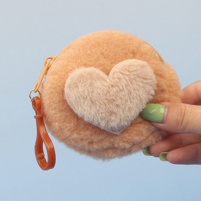 Wholesale Stylish Heart Shaped Plush Pouch For Women Coin Wallet Earphone Case Card Holder Gift Everyday Use