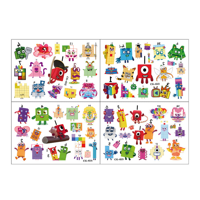 Wholesale Digital Building Blocks Tattoo Decorative Stickers