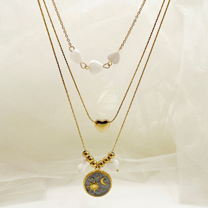 Wholesale Stainless Steel Star Moon Clavicle Necklace JDC-NE-Jinyue006