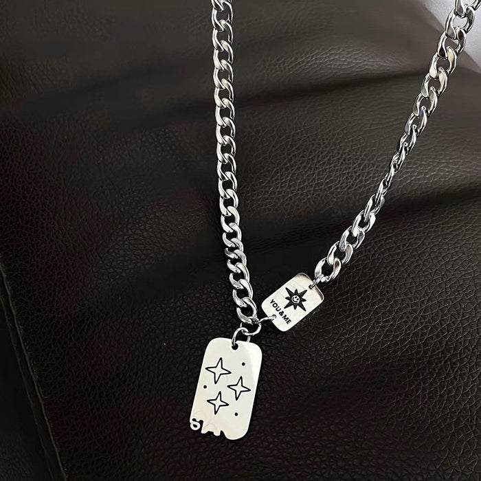 Wholesale Five pointed star niche, simple and personalized stainless steel necklace, trendy collarbone chain, versatile accessory