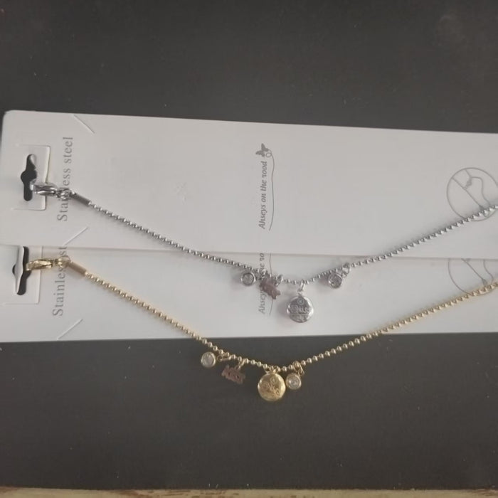 Wholesale Stainless steel anklet Colorful Titanium Steel Bear Kiss