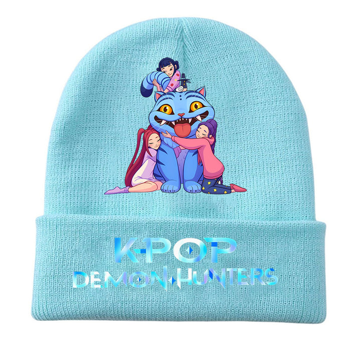 Wholesale Stylish knitted hat rolled brim and printed knit