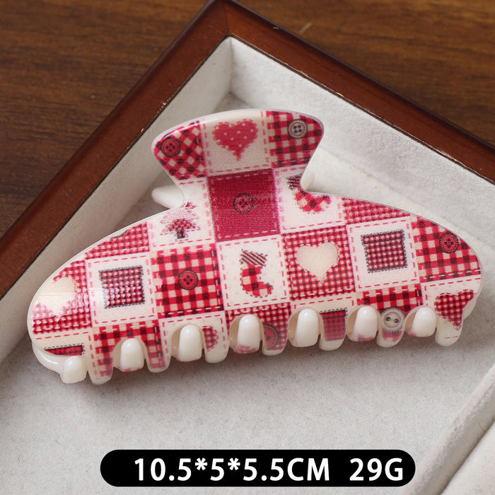 Wholesale Sweet Christmas Plaid Bear Large Plastic Hair Claw Clip Stylish Fashion Accessory For Women Great Gift Or Boutique Resale