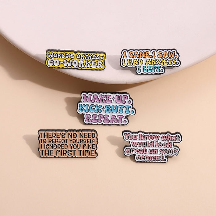 Wholesale Fashion Letter Brooch Pin Zinc Alloy Baking Varnish Clothing Decoration Accessory For Resale