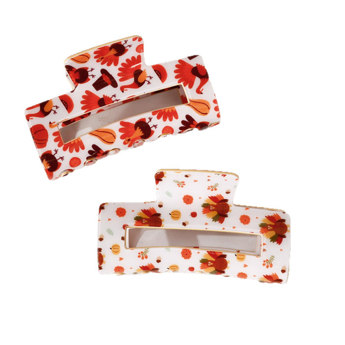 Wholesale Thanksgiving Retro Turkey Claw Hair Clip Cream White PVC Women S Fashion Hair Accessory For Everyday Styling Or Boutique Resale