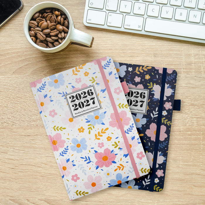 Wholesale Imitation Leather Blue Floral A5 Planner Notebook - Decorative Fashion Accessory