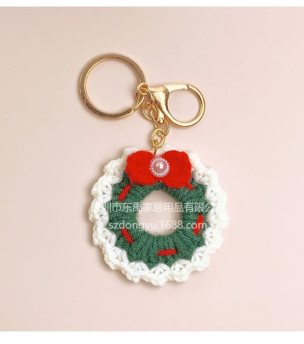 Wholesale Christmas Elements Hand Knitted Wool Keychains JDC-KC-DongY001