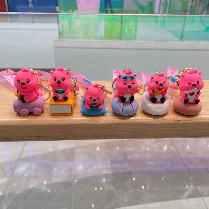 Wholesale Leisure Little Beaver Keychain Cartoon Doll Cute Backpack Pendant Car Keychain Pendant Small Gift